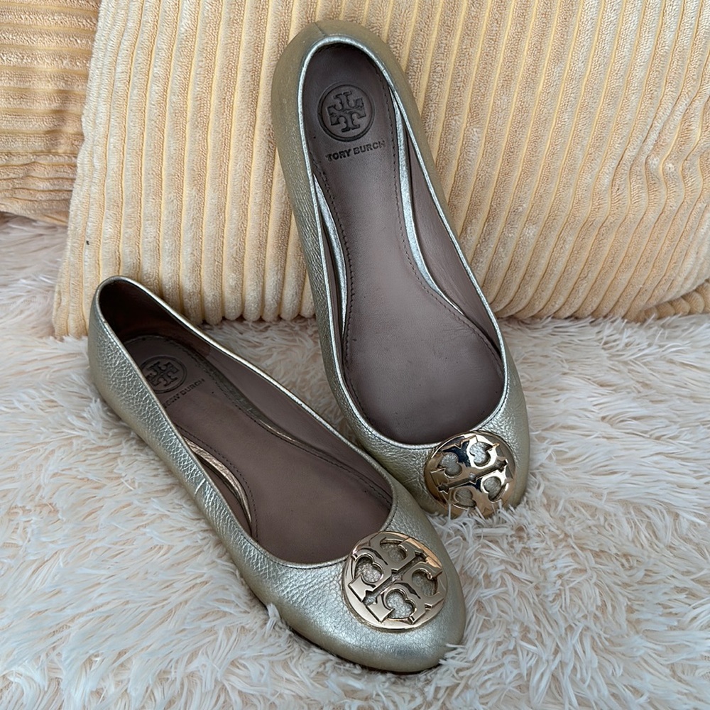Tori Burch Gold Ballet Flats